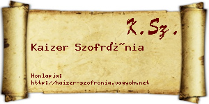 Kaizer Szofrónia névjegykártya